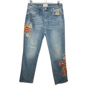 DRIFTWOOD Anthropologie Stella floral embroidered jeans size 27